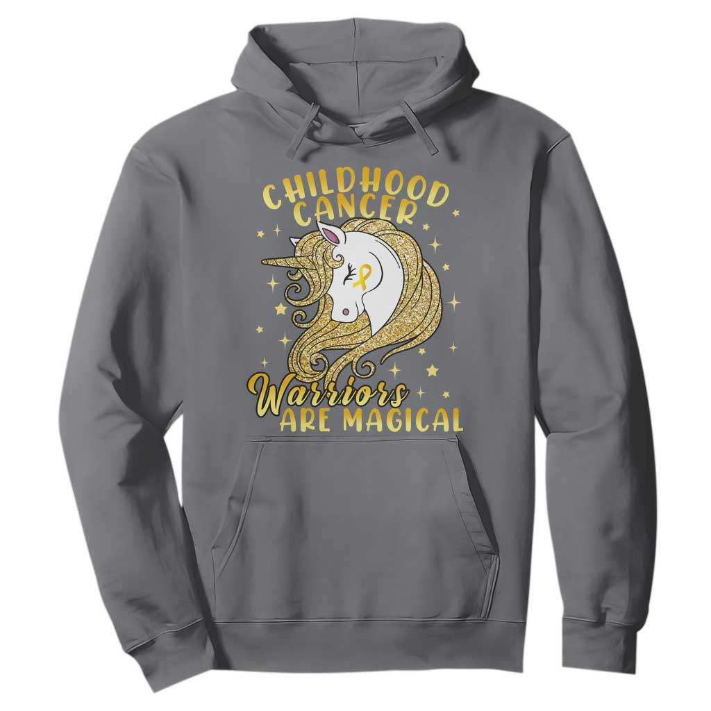 Childhood Cancer Warrior Support Hoodie Warriors Are Magical Unicorn Gold Ribbon