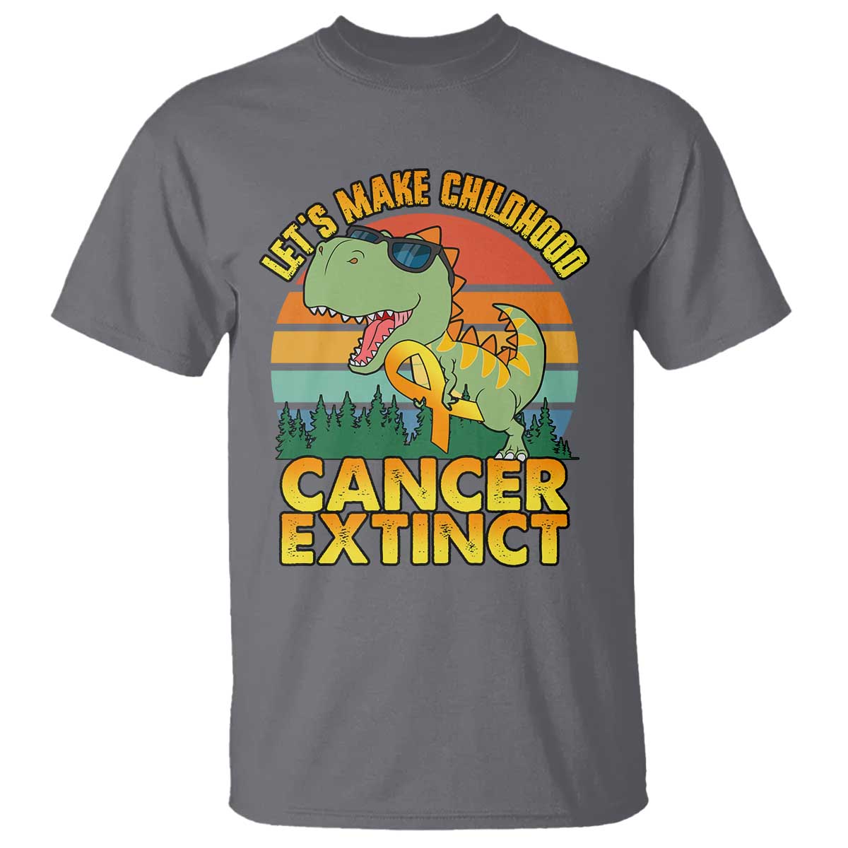 Childhood Cancer Warrior Support T Shirt Make Extinct Dinosaur Pediatric Cancer