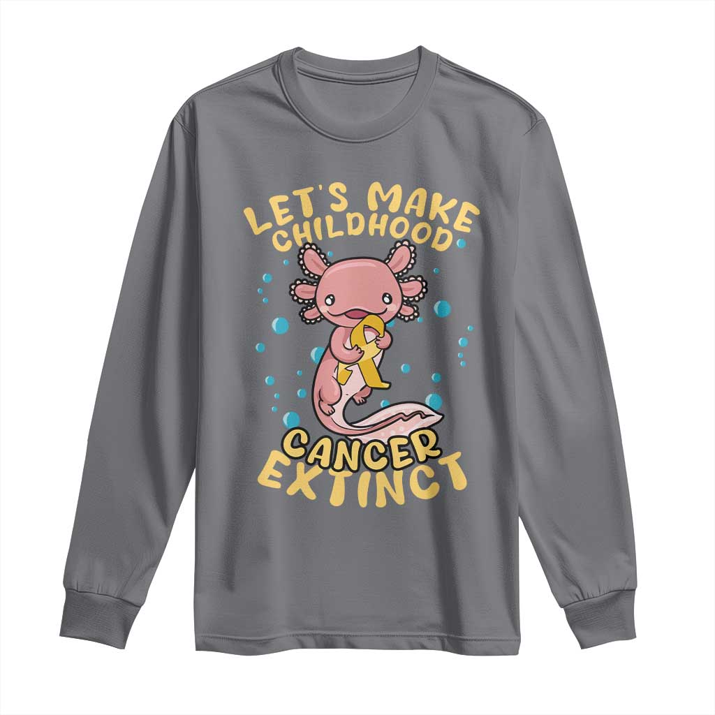 Childhood Cancer Warrior Support Long Sleeve Shirt Make Extinct Axolotl Pediatric Cancer