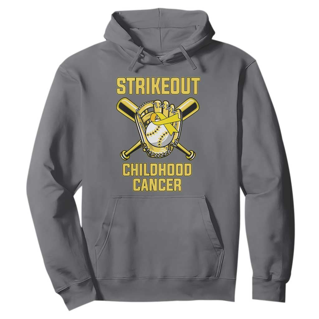 Childhood Cancer Warrior Support Hoodie Strikeout Baseball Pediatric Cancer