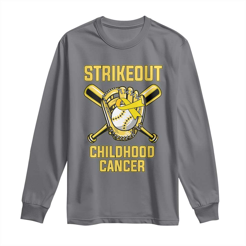 Childhood Cancer Warrior Support Long Sleeve Shirt Strikeout Baseball Pediatric Cancer