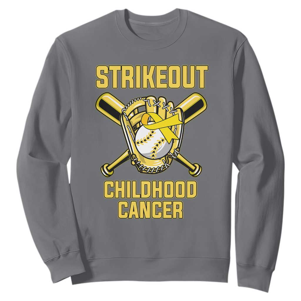 Childhood Cancer Warrior Support Sweatshirt Strikeout Baseball Pediatric Cancer