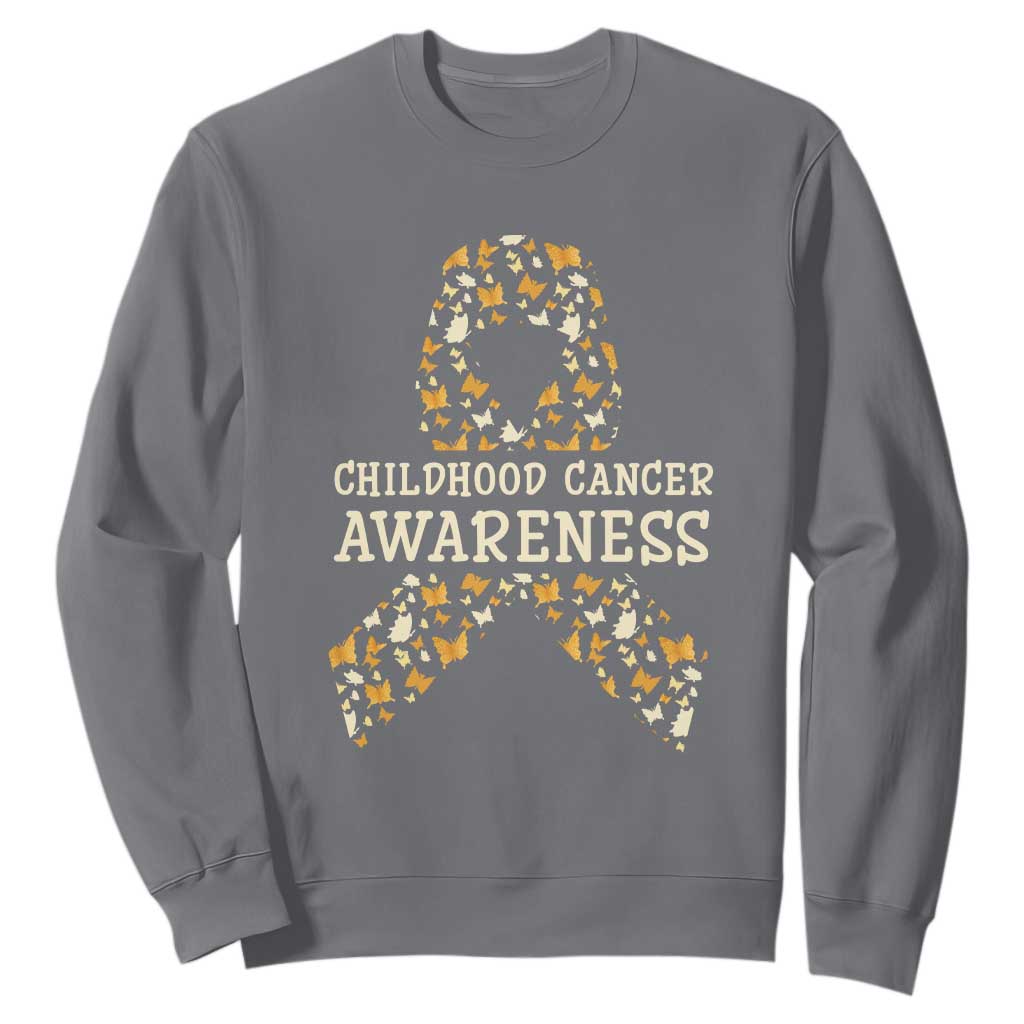 Childhood Cancer Warrior Support Sweatshirt Butterfly Gold Ribbon Support Raise