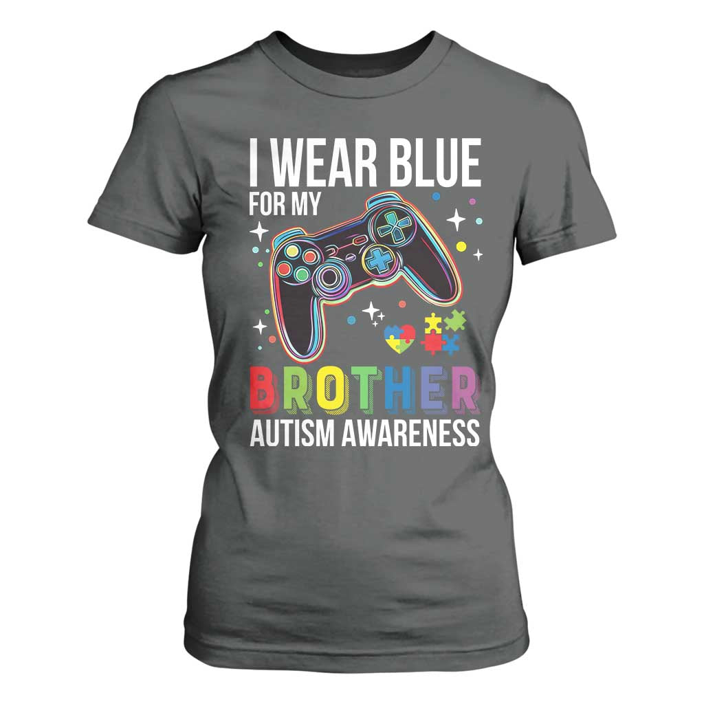 Autism Autistic Gamer Warrior T Shirt For Women I Wear Blue for My Brother Video Game Family Support