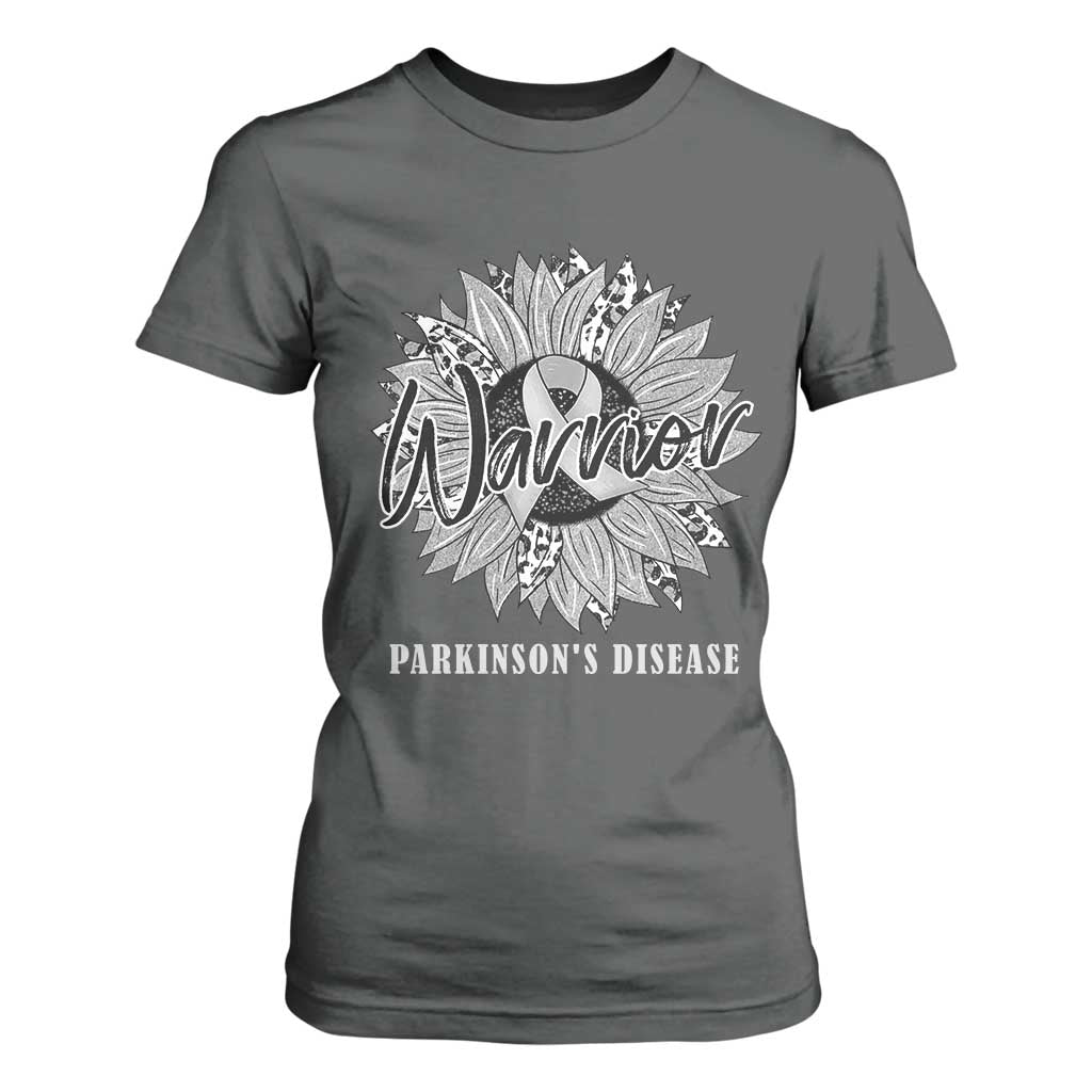 Parkinson's Warrior T Shirt For Women Silver Ribbon Sunflower Support Support