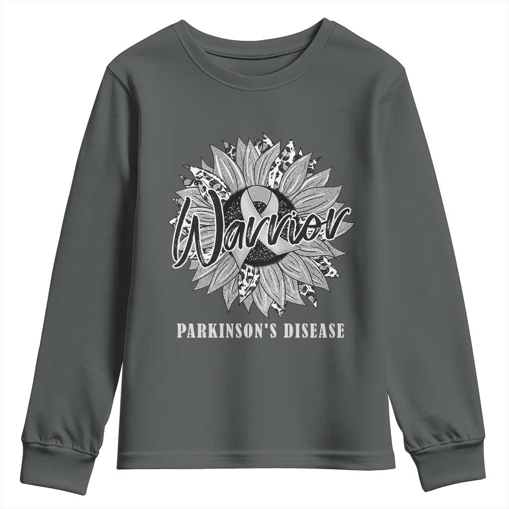 Parkinson's Warrior Youth Sweatshirt Silver Ribbon Sunflower Support Support