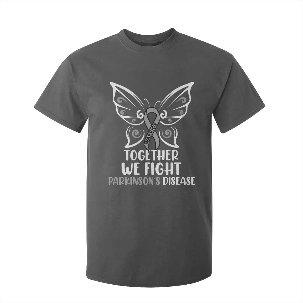 Parkinson's Support Squad T Shirt For Kid We Fight Together Gray Ribbon Butterfly