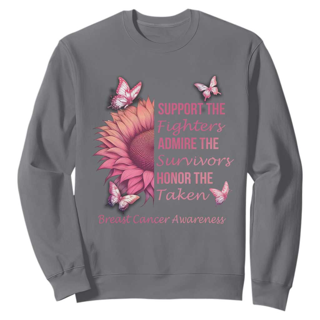 Breast Cancer Warrior Support Squad Sweatshirt Support Admire Honor Survivor Pink Sunflower