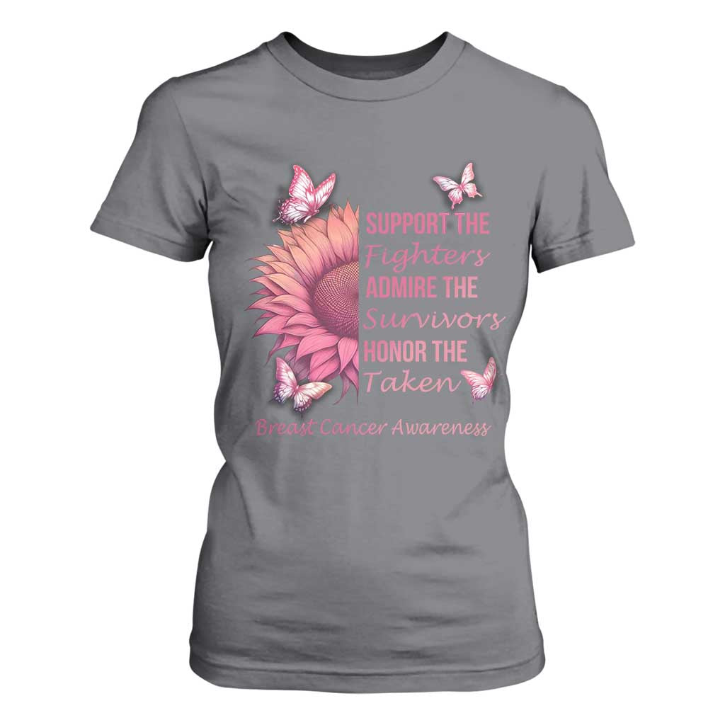 Breast Cancer Warrior Support Squad T Shirt For Women Support Admire Honor Survivor Pink Sunflower