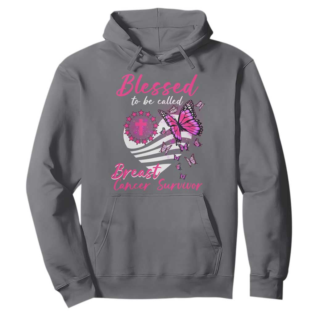 Blessed To Be Called Breast Cancer Survivor Hoodie Pink Butterfly Warrior Support Squad