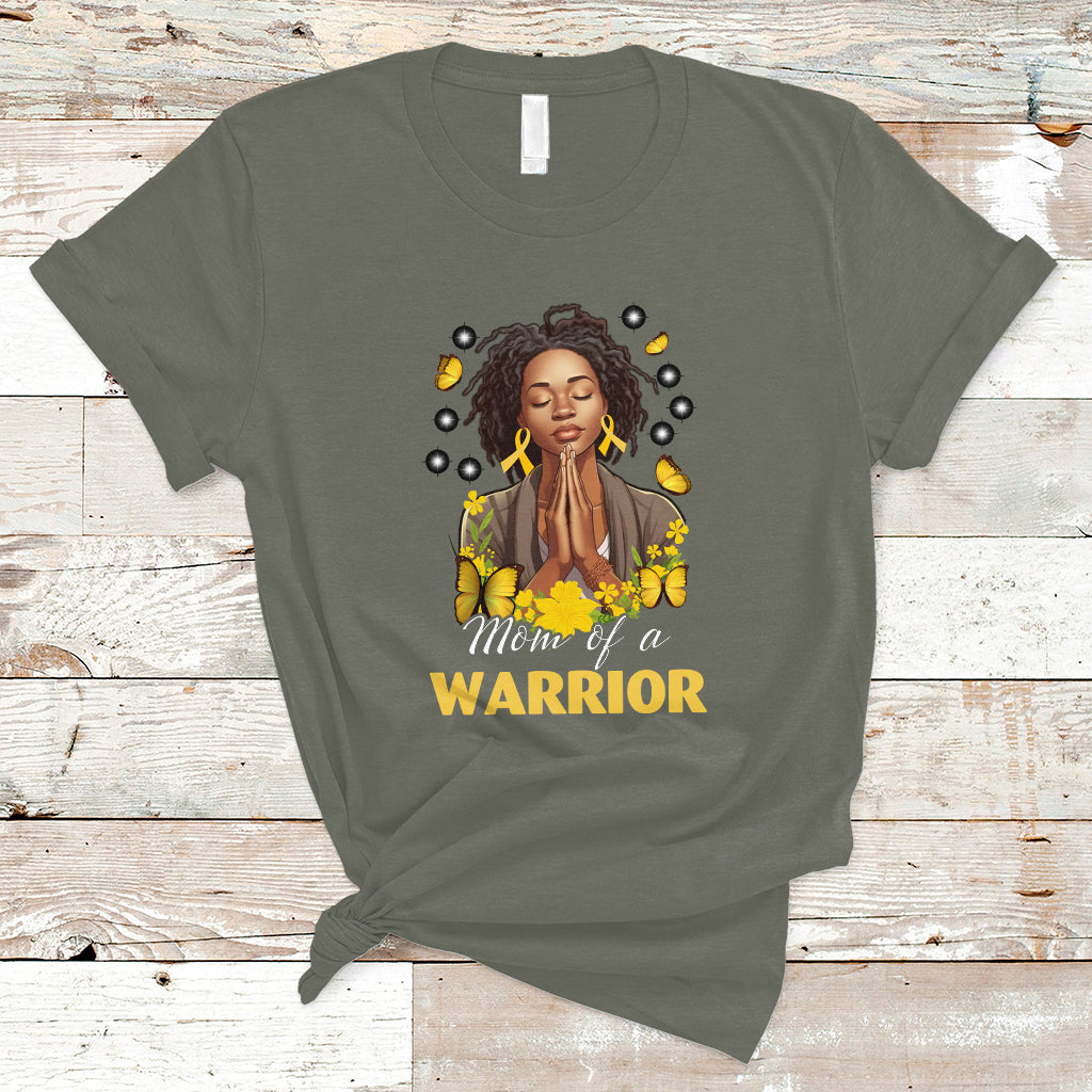 chilhood-cancer-awareness-t-shirt-mom-of-a-warrior-messy-bun-melanin-gold-ribbon-support-squad