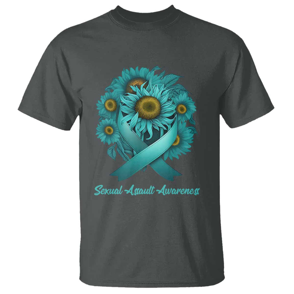 Sexual Assault Prevention Support T Shirt Teal Ribbon Sunflowers Warrior