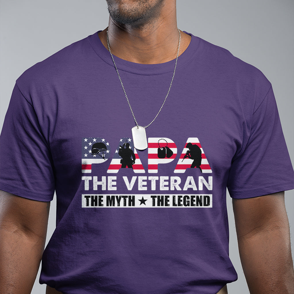 papa-the-veteran-the-myth-the-legend-patriotic-veteran-dad-proud-dad-fathers-day-gifts-for-dad-grandpa-t-shirt