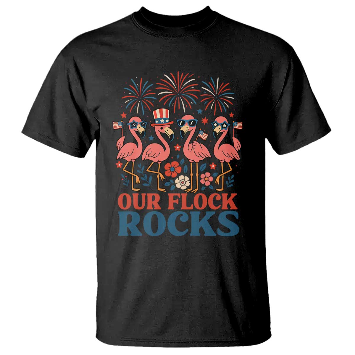 our-flock-rocks-patriotic-flamingo-t-shirt-funny-4th-of-july-family-matching