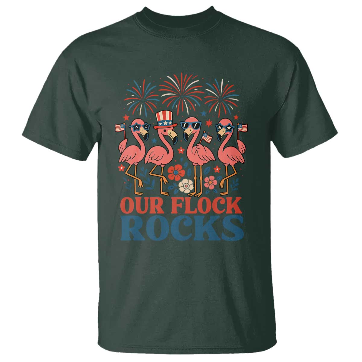 our-flock-rocks-patriotic-flamingo-t-shirt-funny-4th-of-july-family-matching