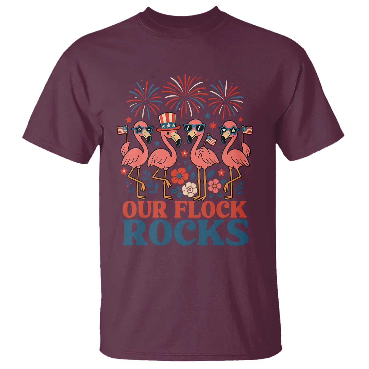 our-flock-rocks-patriotic-flamingo-t-shirt-funny-4th-of-july-family-matching