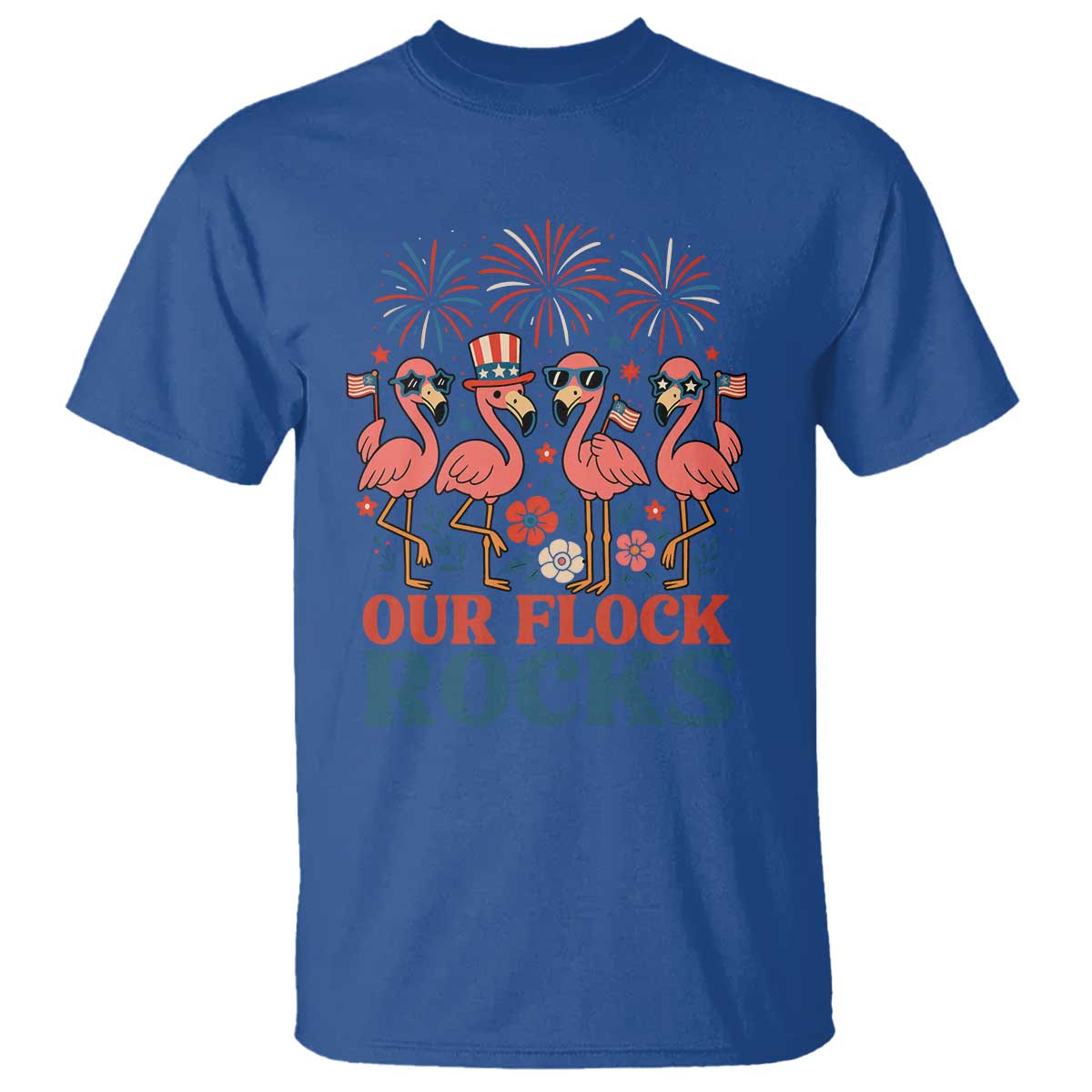 our-flock-rocks-patriotic-flamingo-t-shirt-funny-4th-of-july-family-matching