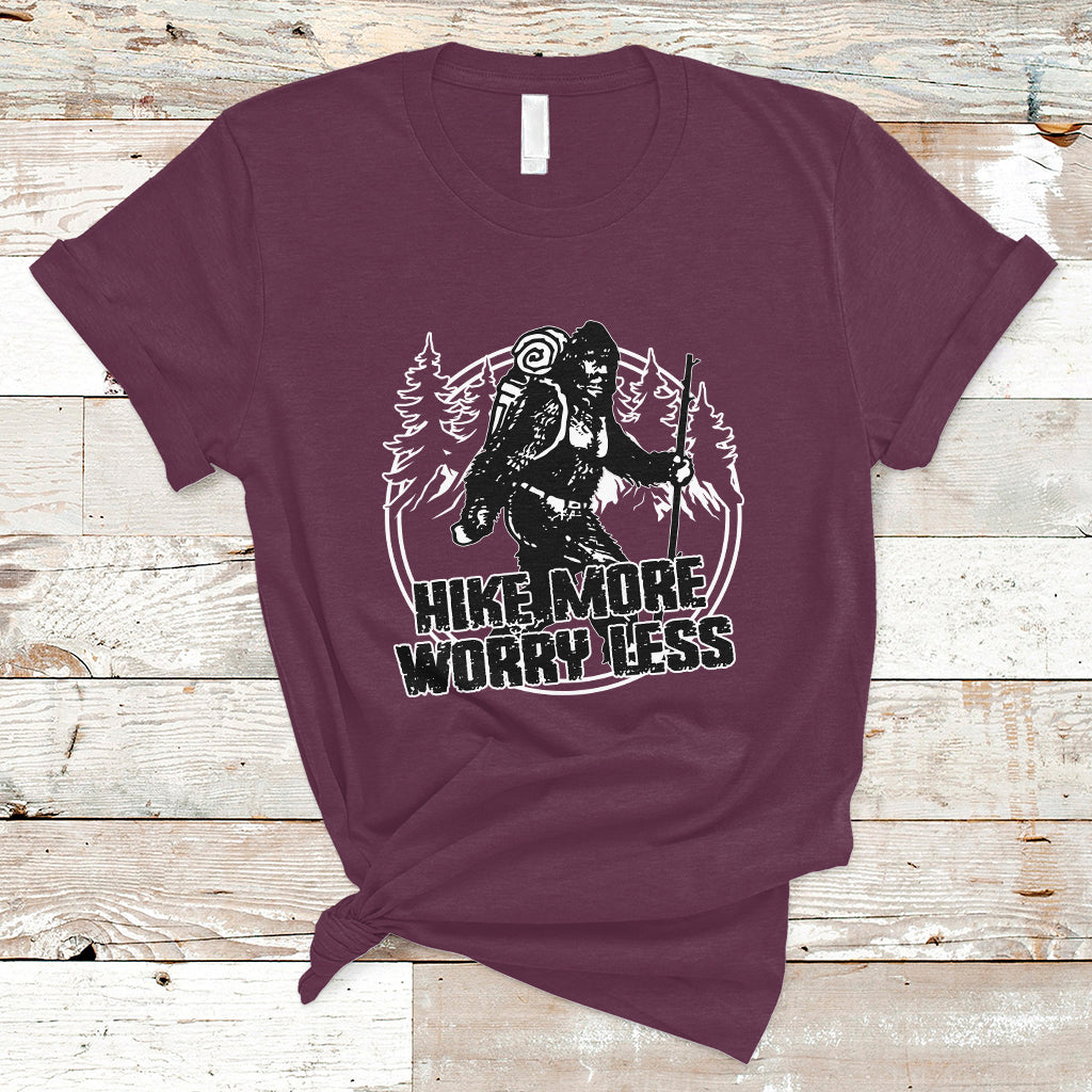 hiking-t-shirt-hike-more-worry-less-tee-reto-bigfoot-hiking-lover-shirt-funny-hiking-casual-tee-road-trip