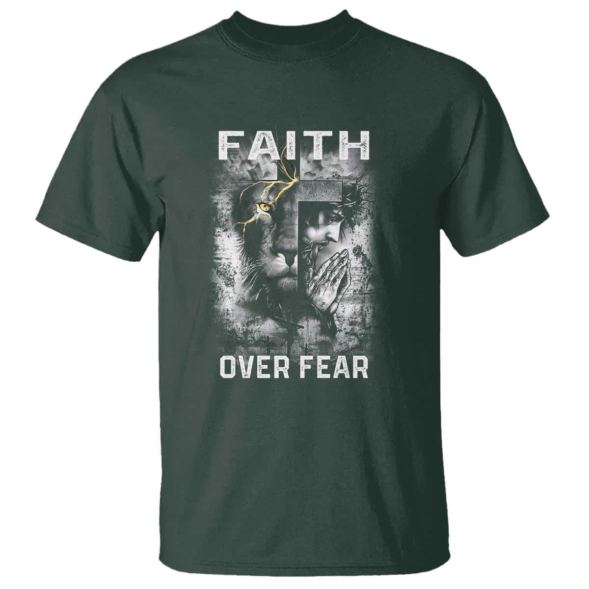 christian-t-shirt-faith-over-fear-jesus-lion