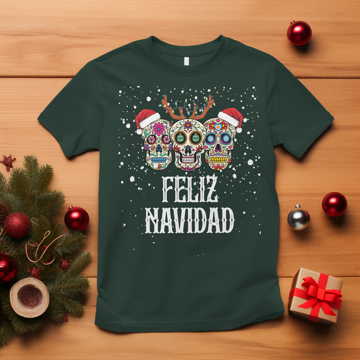 christmas-t-shirt-feliz-navidad-mexican-sugar-skulls-reindeer-santa