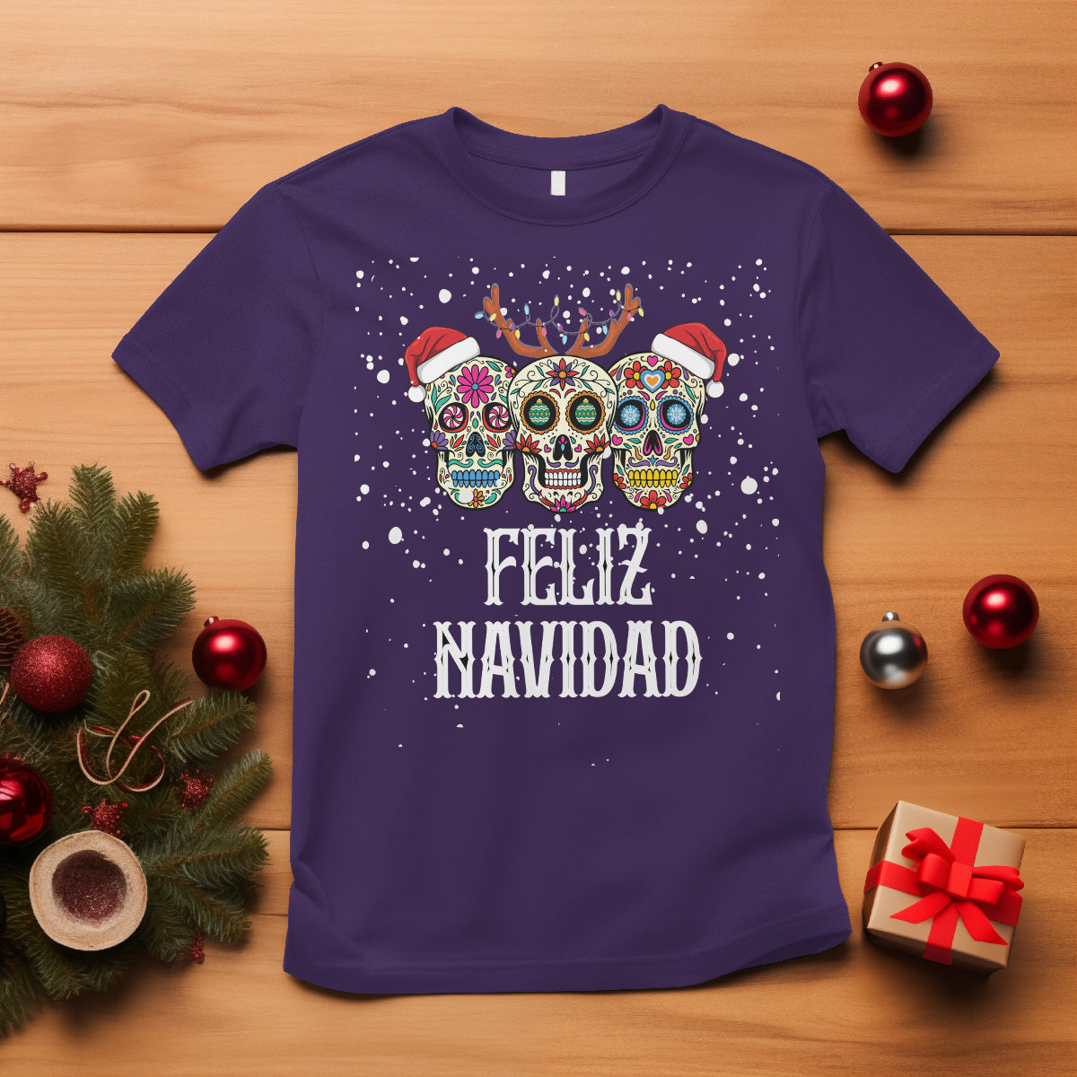christmas-t-shirt-feliz-navidad-mexican-sugar-skulls-reindeer-santa