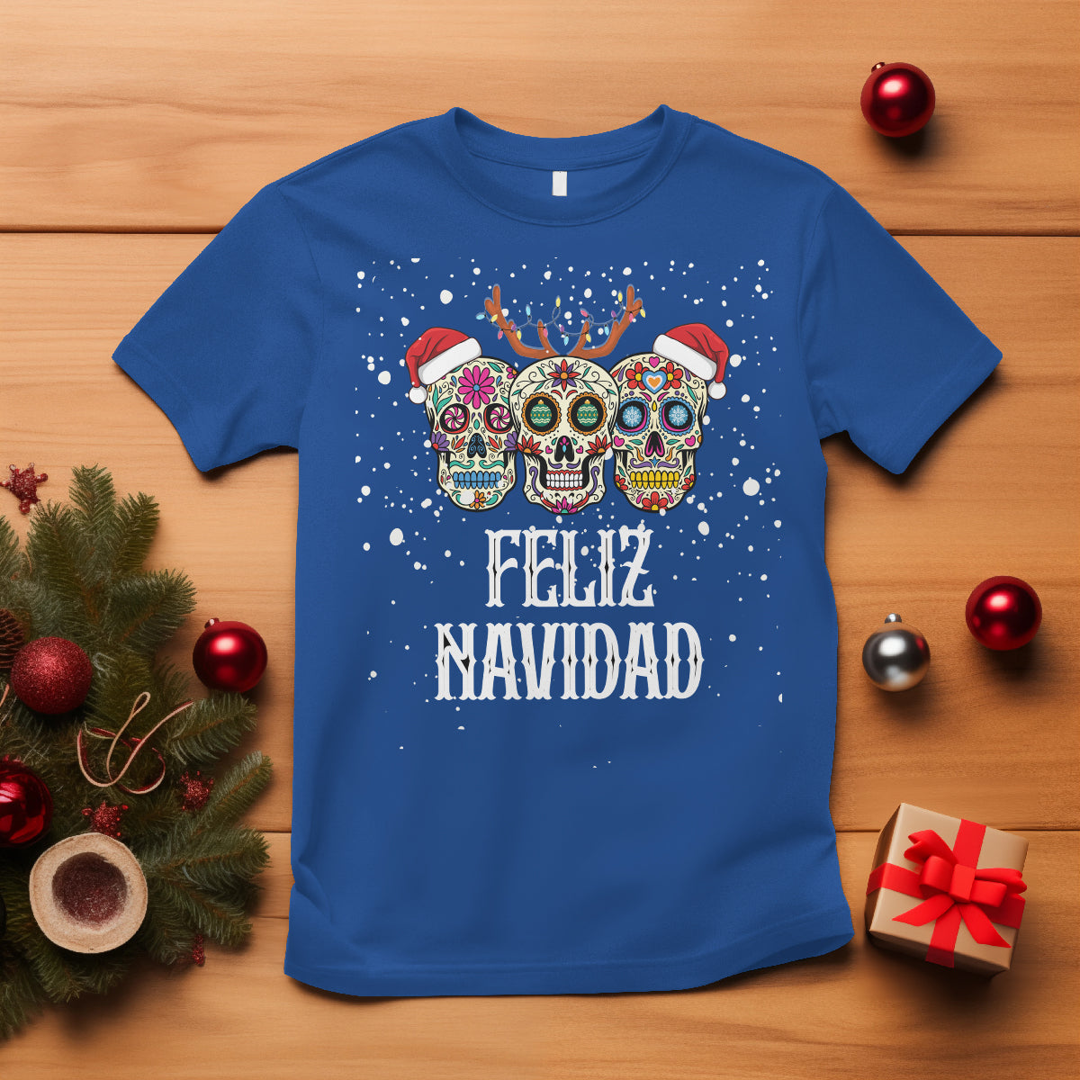 christmas-t-shirt-feliz-navidad-mexican-sugar-skulls-reindeer-santa