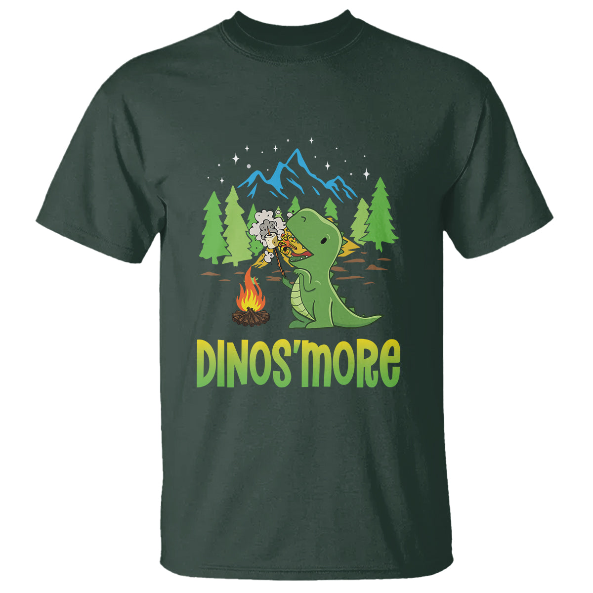 camping-dinosaur-t-shirt-dinosmore-funny-campfire-camper