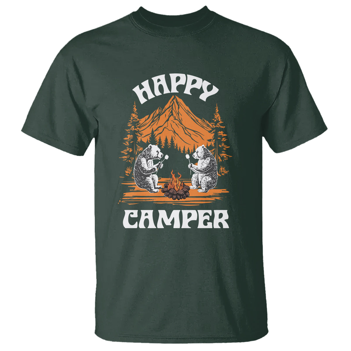 camping-t-shirt-happy-camper-funny-bear-campfire