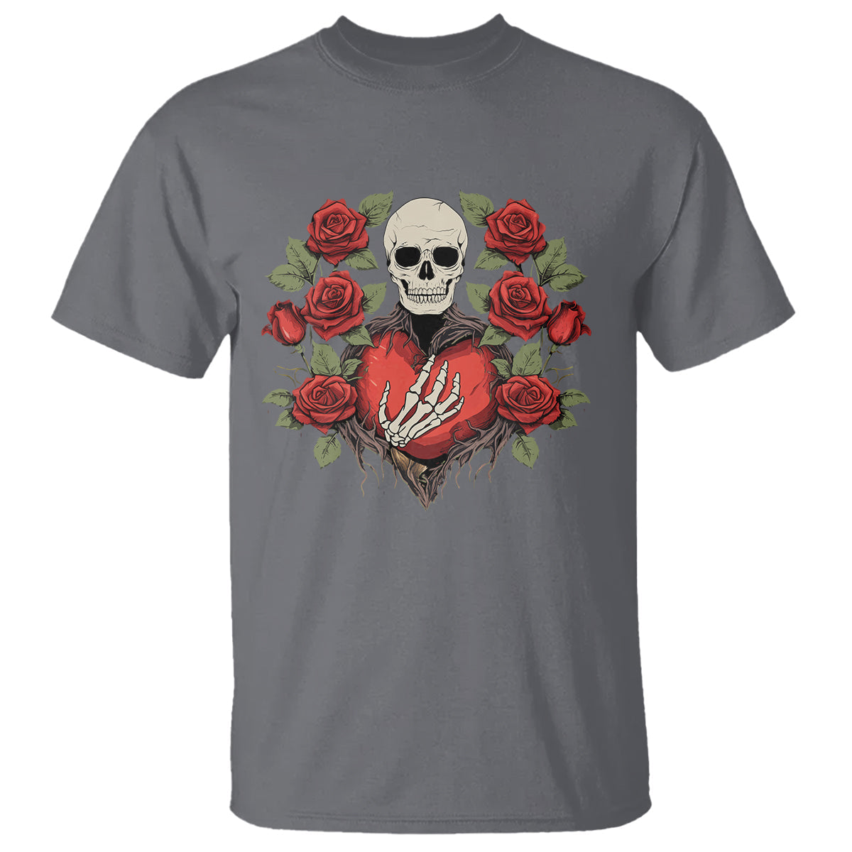 valentines-day-t-shirt-skeleton-hand-heart-sign-red-rose-flower-gothic