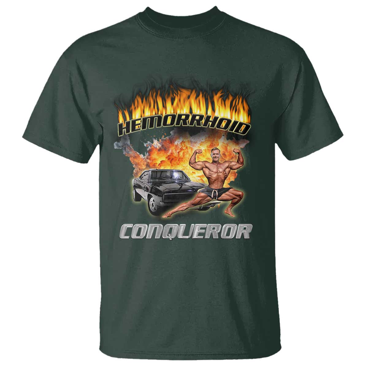 funny-joke-meme-hemorrhoid-conqueror-t-shirt