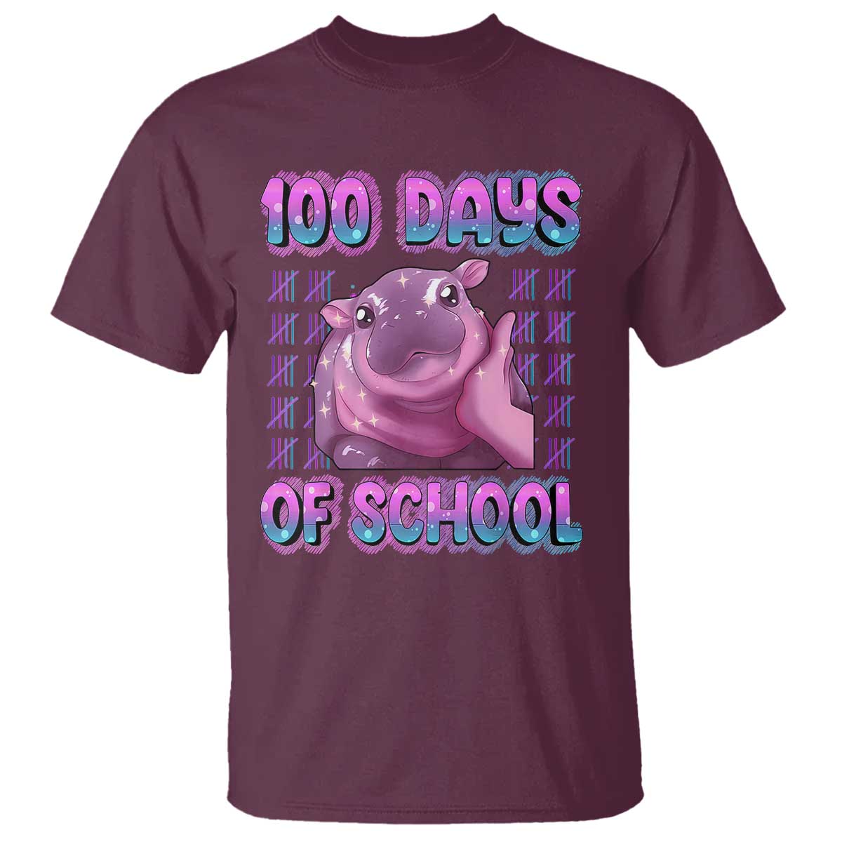 100th-day-of-school-t-shirt-cute-moo-deng-baby-hippo-100-days