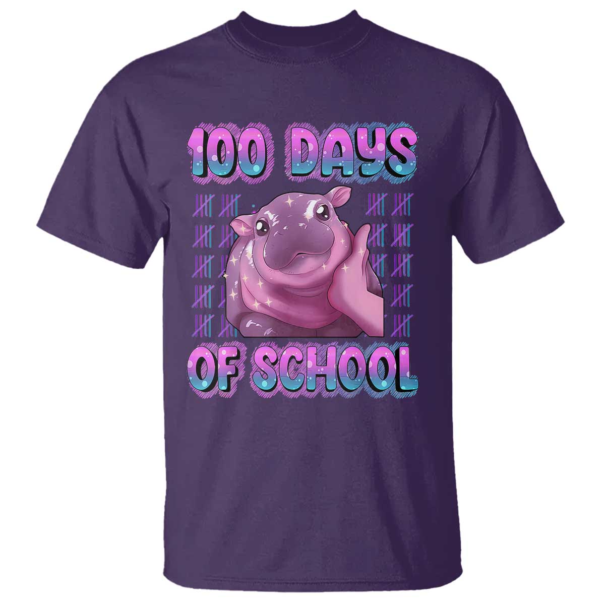 100th-day-of-school-t-shirt-cute-moo-deng-baby-hippo-100-days