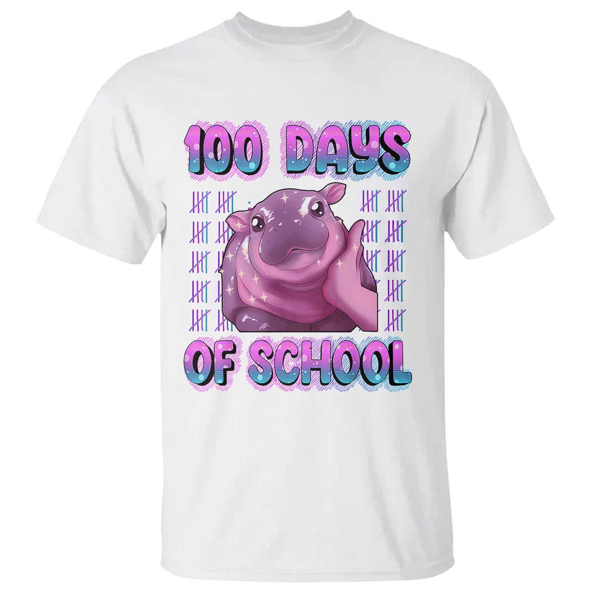100th-day-of-school-t-shirt-cute-moo-deng-baby-hippo-100-days