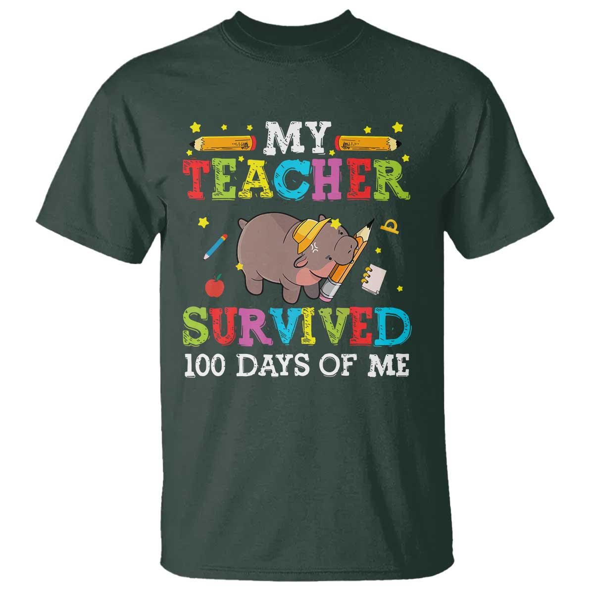 funny-moo-deng-100th-day-of-school-t-shirt-my-teacher-survived-100-days-of-me