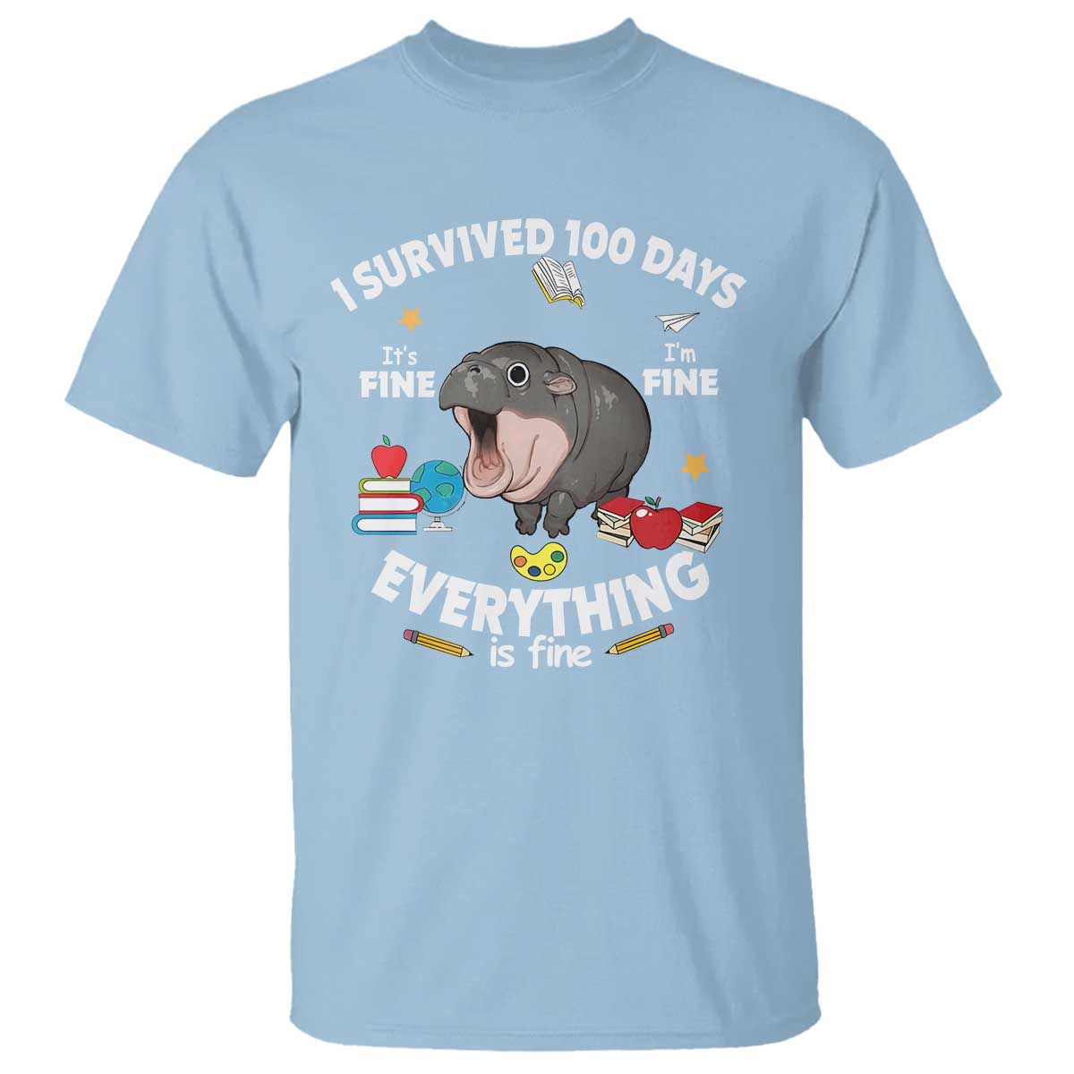 funny-moo-deng-100th-day-of-school-t-shirt-i-survived-100-days-everything-is-fine