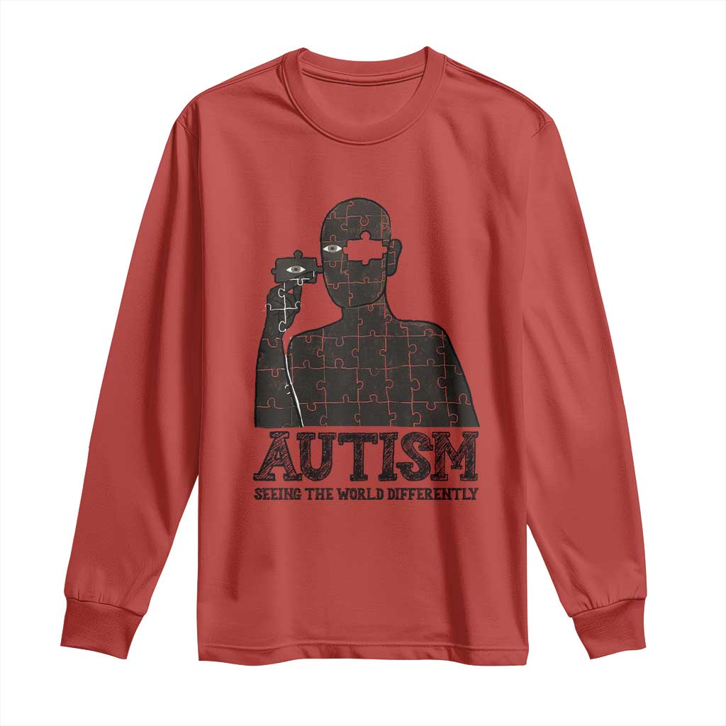 Autism Support Long Sleeve Shirt Autistic Seeing The World From A Different Angle Aesthetic