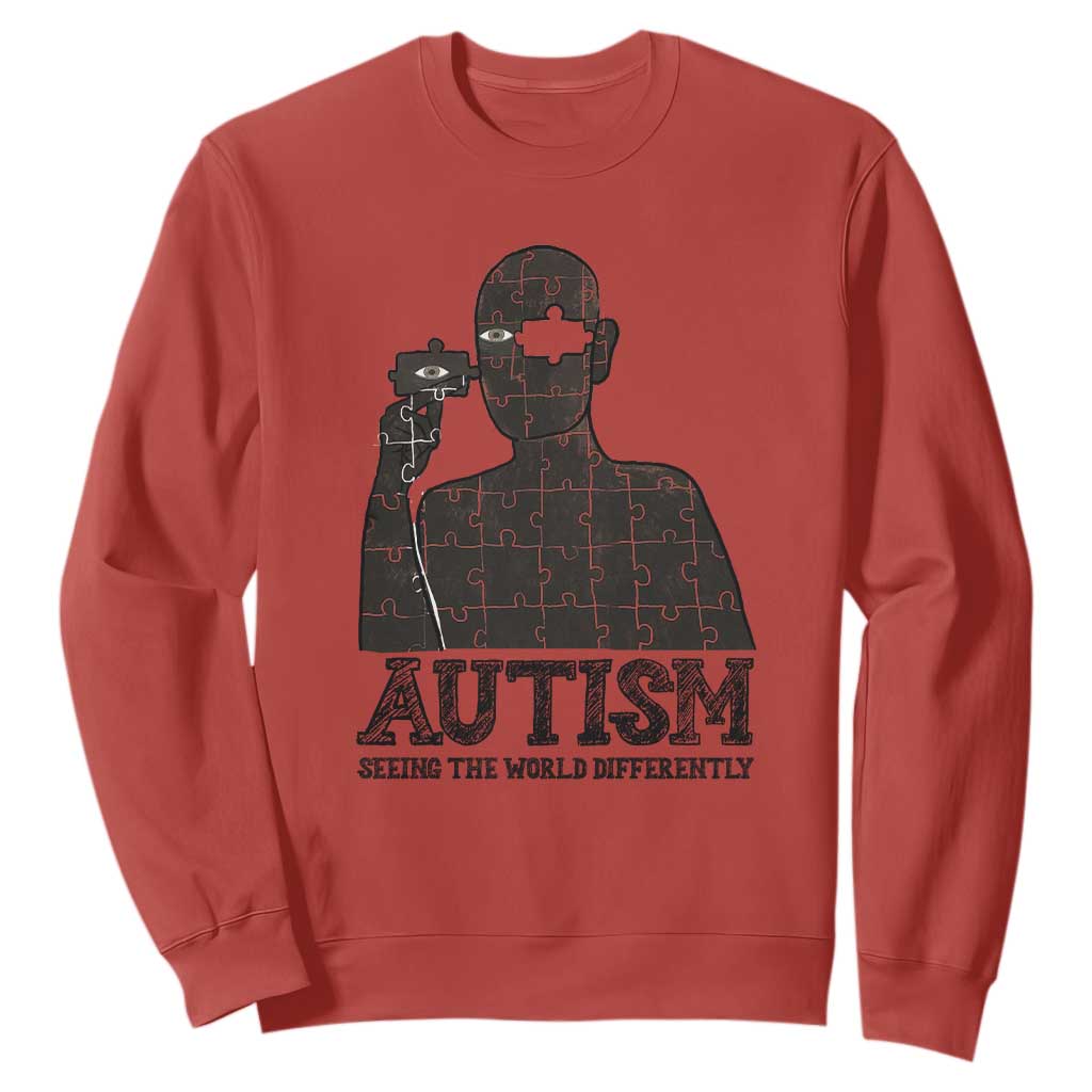 Autism Support Sweatshirt Autistic Seeing The World From A Different Angle Aesthetic