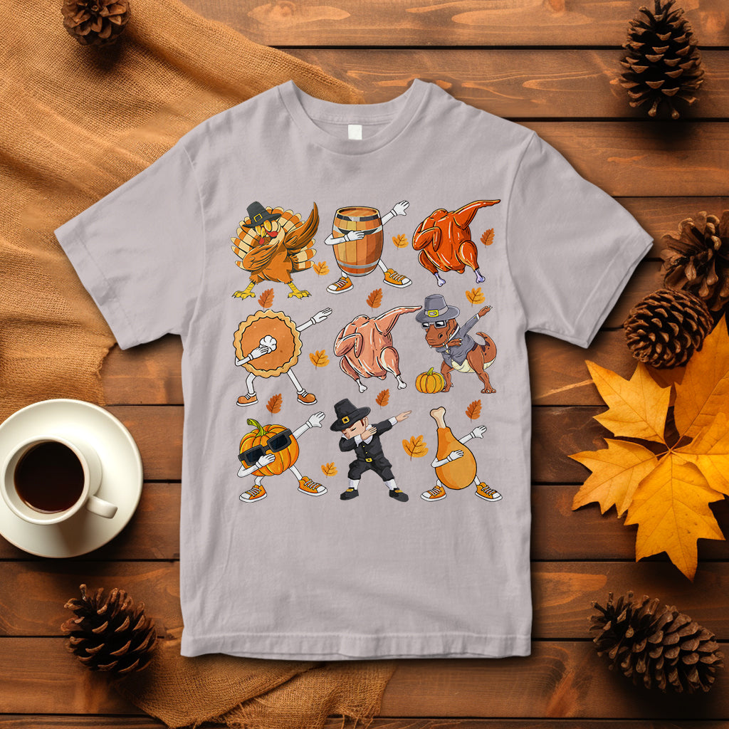dabbing-turkey-t-rex-pilgrim-pumpkin-pie-funny-thanksgiving-t-shirt