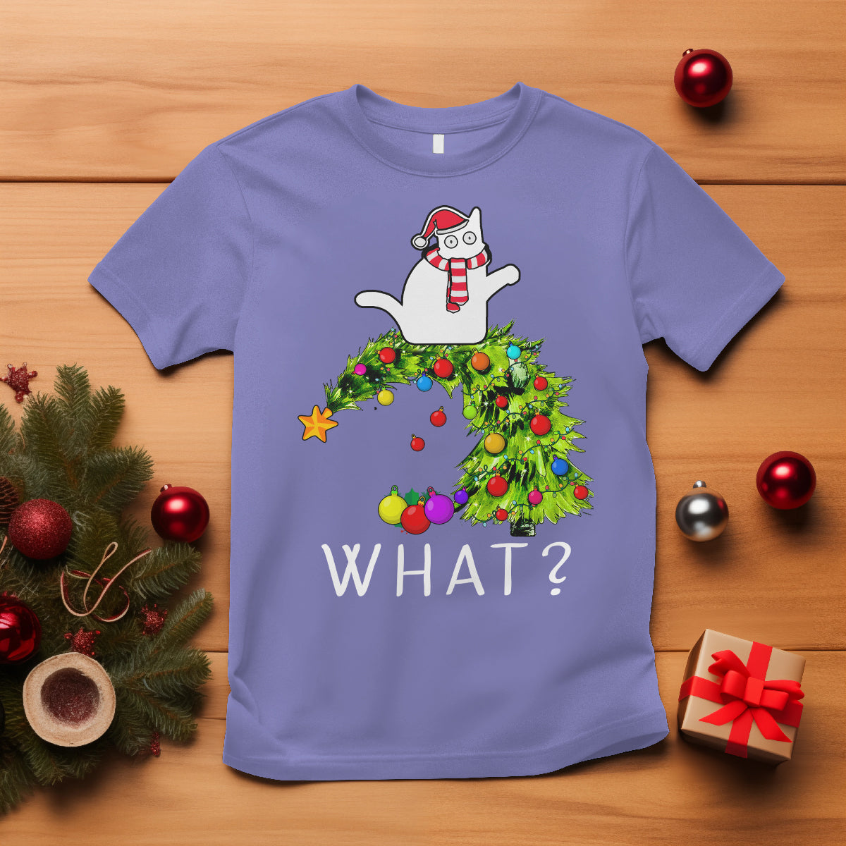 what-cat-pushing-christmas-tree-xmas-mischievous-cat-lover-t-shirt