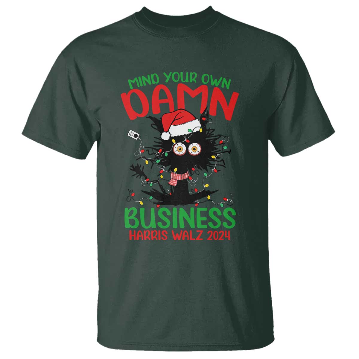 christmas-harris-walz-t-shirt-funny-santa-cat-mind-your-own-damn-business