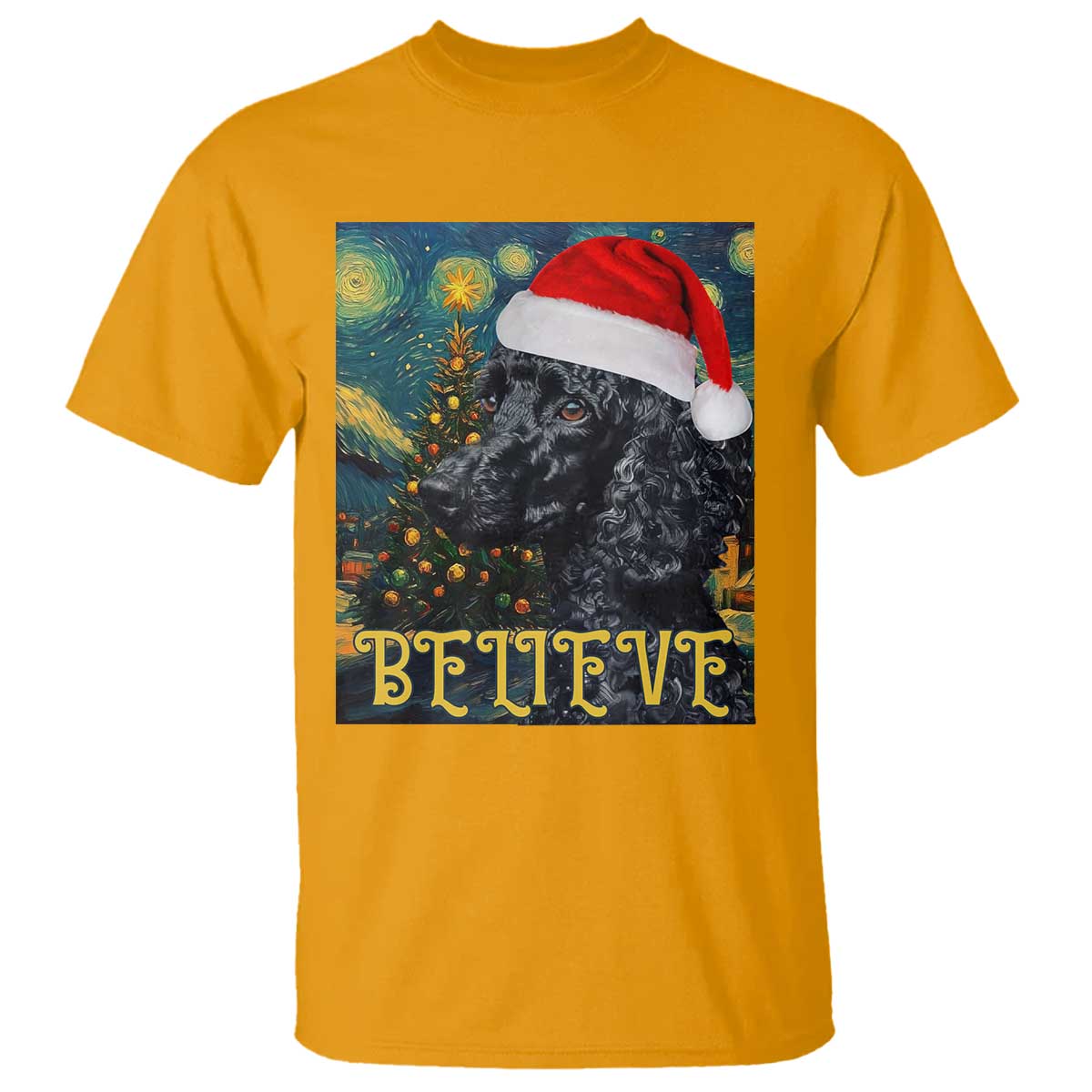 funny-xmas-poodle-t-shirt-believe-christmas-starry-night-dog-lover