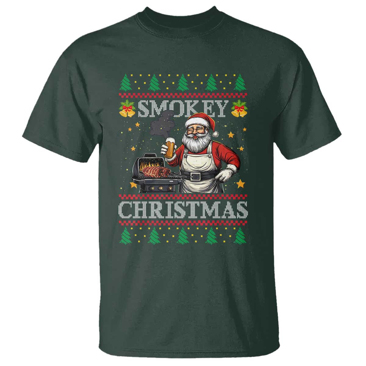 funny-xmas-grilling-t-shirt-smokey-christmas-bbq-santa-grill-roast-on-smoker