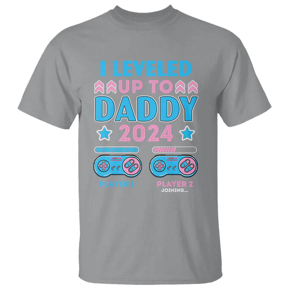 i-leveled-up-to-daddy-2024-funny-soon-to-be-dad-t-shirt