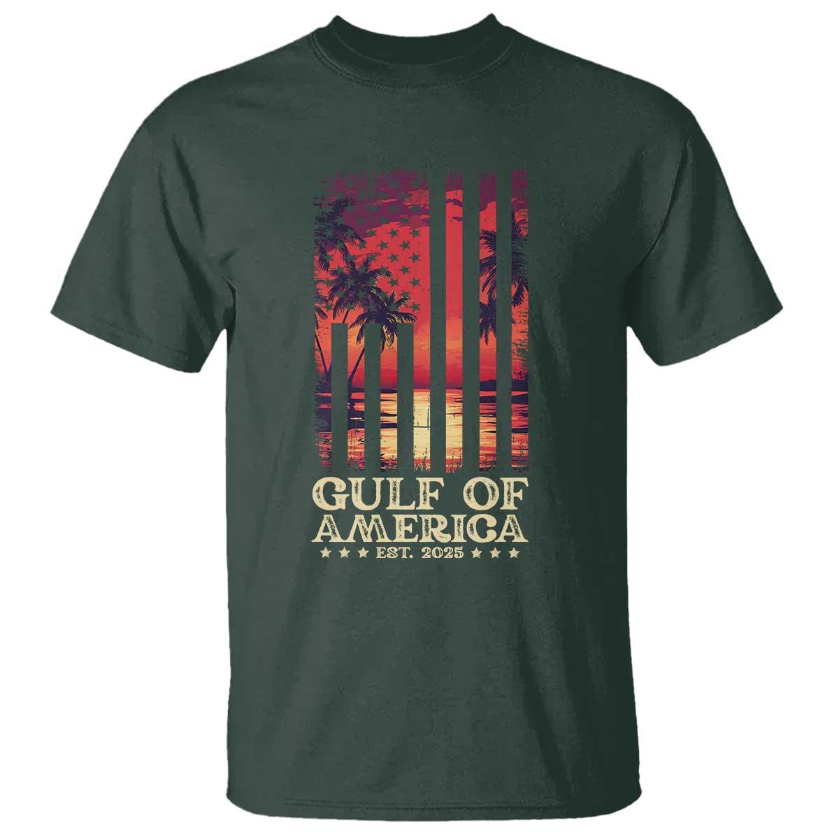 gulf-of-america-est-2025-t-shirt-sunset-american-flag-gulf-mexico