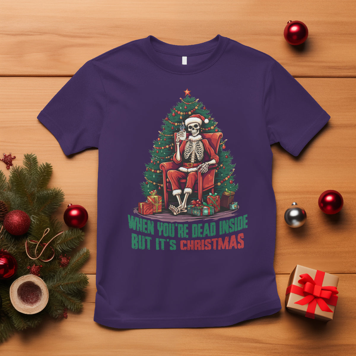 when-youre-dead-inside-but-its-christmas-chillin-skeleton-t-shirt