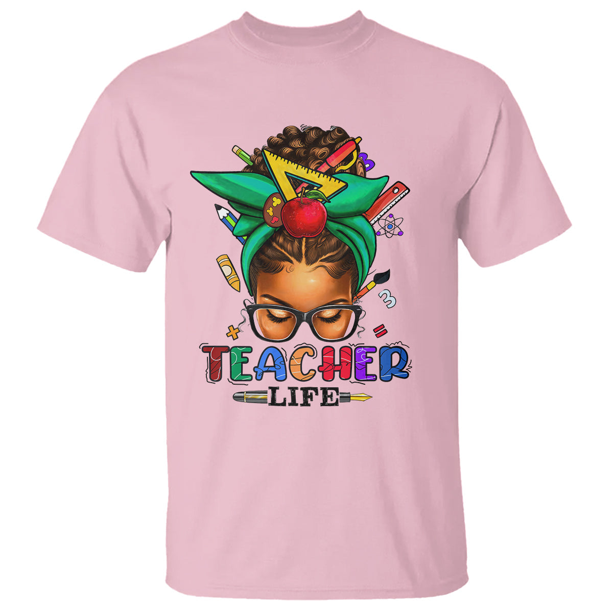 black-teacher-life-messy-bun-african-american-educate-t-shirt