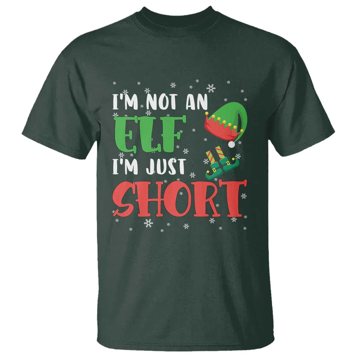 funny-christmas-t-shirt-im-not-an-elf-just-short