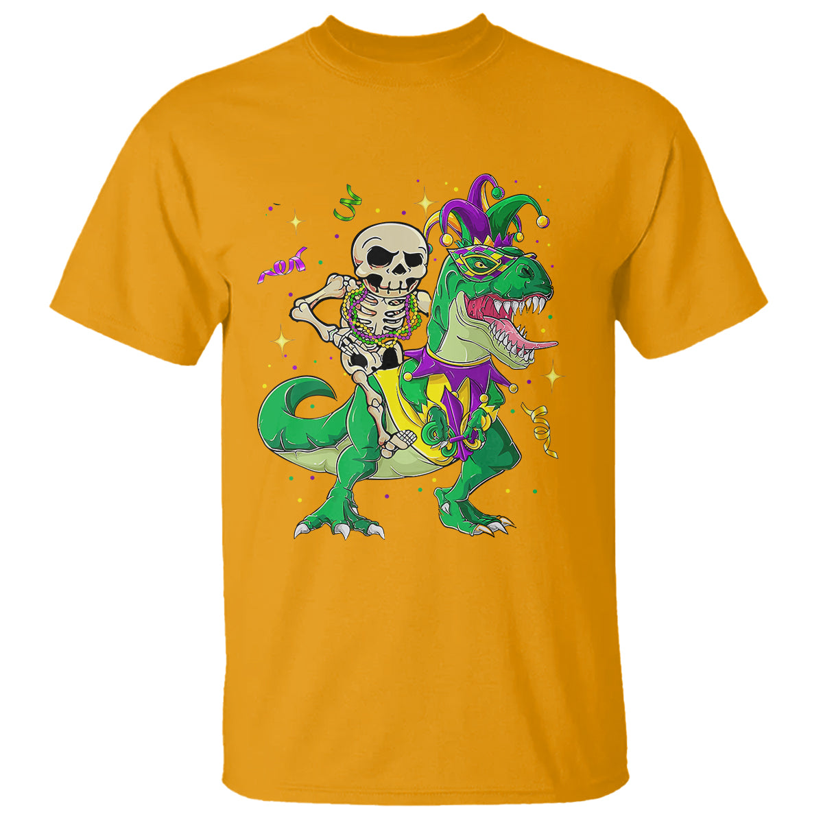 mardi-gras-funny-skeleton-on-dinosaur-jester-beads-t-shirt