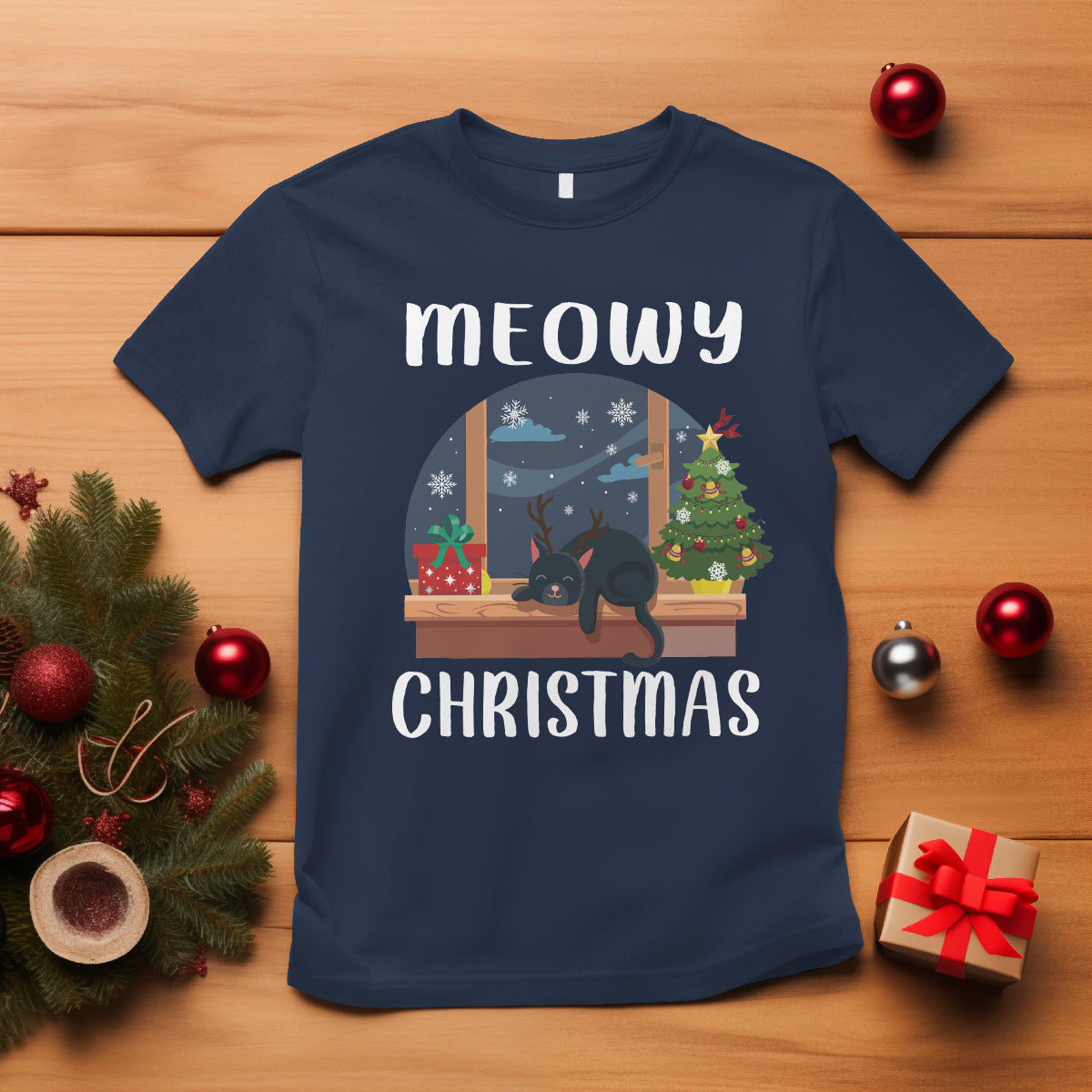 christmas-t-shirt-cat-reindeer-chillin-xmas-eve-window-meowy