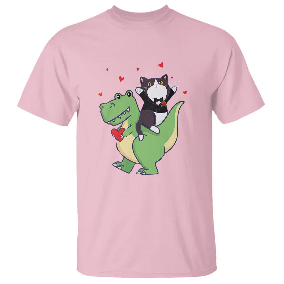 valentines-day-t-shirt-cat-riding-dinosaur-cool-tuxedo-on-suit-and-take-rose